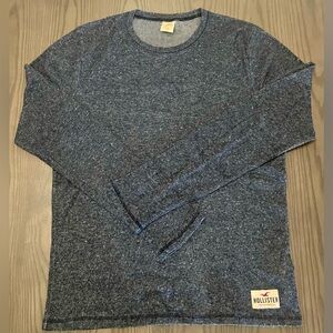 Hollister California Layering Pullover Crewneck Long Sleeve Marled Blue Men's XL